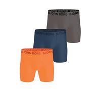 Björn Borg Herren Performance Boxer 3er Pack - Sportunterwäsche mit feuchtigkeitsableitender Mikrofaser - schnelltrocknend, Orange / Blau / Grau, XXL