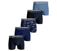 BJÖRN BORG Herren Boxershorts, 5er Pack - Cotton Stretch Boxer, Unterhose, Baumwolle, Logobund Dunkelblau/Blau XL