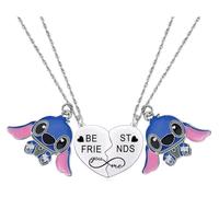 BJPERFMS Lilo e Stitch Kette, 2PCS Stitch Necklace, Best Friend Necklace, Friendship Necklace, Stitch Halskette Anhänger Zubehör, Freundschaft Ketten, Anime Halskette, Anime Kette, Kinderschmuck Geschenke