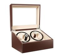 BJTDLLX Automatische Uhrenbeweger Box, Automatikuhren Uhrendreher Watch Winder Box mit 4 Automatik-Uhrenwindern+6 Fächer, für Automatikuhren, Schmuck, Braun