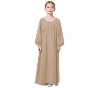 Bkazwe Mädchen Muslimisches Kleidung Mädchen Islamische Abaya Langarm Kaftan Maxi Muslim Dress Traditionelle Gebetskleid Tunika Kleid Gebetskleidung für Kinder