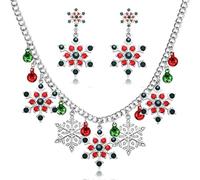 BKEEPDY Weihnachtsschmuckset für Damen mit Schneeflocke Halskette und Schneeflocke Ohrringe für Frauen mit Kettenanhänger und Weihnachtsohrringe (Farbe)