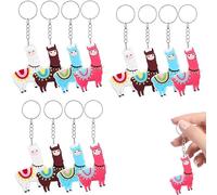 Bkemkri 12 Stück Alpaka Schlüsselanhänger, Alpaka Keychain, Mini Cartoon Schlüsselanhänger, Niedlicher Tier-Schlüsselanhänger, Alpaka Hängen Schlüsselanhänger für Party Mitgebsel, Kindergeburtstag