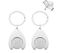 Bkemkri 2 Stück Tragbarer Einkaufswagen-Token, Auto-Schlüsselanhänger, Einkaufswagen, Silber Schlüsselanhänger Einkaufschip, Einkaufswagen-Schlüsselanhänger für den Lebensmittel supermarkt