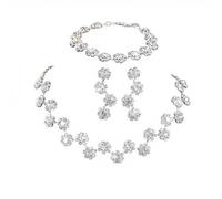 BKEPDY 3 Stück Brautschmuck Set Studded with Rhinestone Halskette Ohrhänger und Armband Abschlussball Modeschmuck Set Geschenke für Braut Frauen