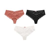 BKEPDY 3 Stück Unterhosen Damen Spitze Thong Slips Mehrpack Pantys Hipster Nahtlos Baumwolle Unterwäsche Tanga Atmungsaktiv Bequem