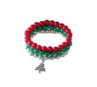 BKEPDY 3 Stück Weihnachtsarmbänder Set für Frauen Stapelbares Stretch Perlenarmband Set Weihnachten Handarmband Christmas Friendship Bracelets für Weihnachtsfeier Bunte Bead Armbänder (Farbe-3