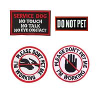BKEPDY 4 Stück Service Dog Aufnäher DO NOT PET IM WORKING Warnpatches für Diensthunde Selbstklebend und Bügelbar Geeignet für Hundegeschirr und Hundewesten Mittelgroße Große Hunde