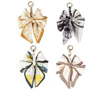 BKEPDY 4 Stück Taschenanhänger mit Schleife Damen Handtaschen Schmuck Schlüsselanhänger Polyester Bag Charms Fashion Accessoire für Taschen Rucksack Dekoration