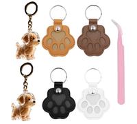 BKEPDY 6 Stück Schlüsselanhänger für Haustier Tierhaare Leder & Kunststoff Taschenanhänger mit Pinzette Fell Haustier Anhänger Schulranzen Charms für Rucksack Tasche (A)