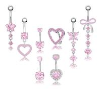 BKEPDY 8 Stück Bauchnabelpiercing Anhänger-Schmuck Rostfreier Stahl Schmetterlingsblume Element Bauchnabelpiercing Ring Elegant und Raffiniert für Frauen