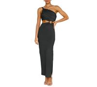BKEPDY Abendkleider Damen Elegante Eine Schulter Geraffte Rückenfrei Cut Out Partykleid Cocktailkleid Sommerkleid Formal Hochzeit Festlich Abendkleid Ballkleid Brautjungfernkleid