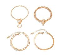 BKEPDY Armband Set Damen Armreif Armbänder Set Gold Armkette Schmuck Armkettchen Armschmuck Toggle Clasp Armband Layered Kette Armkettchen Schmuckset Geschenk (Weiß)