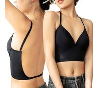 BKEPDY BH mit Niedrigem Rücken für Frauen Push-Up BH Tiefer V-Ausschnitt Tiefer Rückenfreier BH Multiway-Träger Wandelbarer Trägerloser BH Draht-Hebe-BH für Rückenfreie Kleider