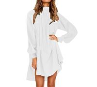 BKEPDY Damen Kleid Langarm Elegant Blusekleid Freizeitkleid Locker Kleider Boho Strandkleider mädchen Festlich Kleider Damen Kurz Swing Tank-Kleid Strandkleid(L)