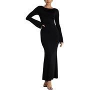 BKEPDY Damen Langarm Maxikleid Sexy Lounge Partykleid Cocktailkleid Bodycon Elegant Wickelkleid Lounge Festliche Vintage Kleider Lang Slip Kleid Abendkleid Ballkleid