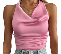 BKEPDY Damen Neckholder Tank Tops Backless Top Rückenfreies Shirt Ärmellose Corset Top Sommer Oberteile Sexy Weste Basic T-Shirt Slim Fit Elegant Shirts