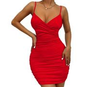 BKEPDY Damen Sexy Kleid Bodycon Ohne Ärmel Minikleid Bodycon Partykleid Tiefer V-Ausschnitt Elegant Bleistiftkleid Cocktailkleid Spaghettiträger Sommerkleid Club Oberteile