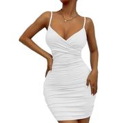 BKEPDY Damen Sexy Kleid Bodycon Ohne Ärmel Minikleid Bodycon Partykleid Tiefer V-Ausschnitt Elegant Bleistiftkleid Cocktailkleid Spaghettiträger Sommerkleid Club Oberteile