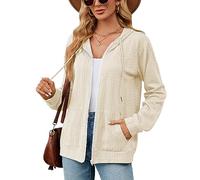BKEPDY Damen Sweatjacke Hoodie Sweatshirtjacke Pullover Oberteile Kapuzenpullover Y2K Jacke Zip Up Hoodies Sweatshirt Basic Kapuzen Tops (Aprikose L)