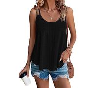 BKEPDY Tank Top Damen Spaghettiträger Lochmuster Tops Sommer Ärmellos Trägertop Basic Tops Shirt Ärmelloses Oberteil Trägershirt Achselshirts Casual Weste Sport Tank Oberteile