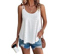 BKEPDY Tank Top Damen Spaghettiträger Lochmuster Tops Sommer Ärmellos Trägertop Basic Tops Shirt Ärmelloses Oberteil Trägershirt Achselshirts Casual Weste Sport Tank Oberteile