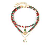 BKEPDY Weihnachten Halskette Damen mit Layered Kette und Anhängern Schneemann und Weihnachtsbaum Choker Schmuck für Festliche Anlässe (Farbe-2)