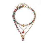 BKEPDY Weihnachten Halskette Damen mit Layered Kette und Anhängern Schneemann und Weihnachtsbaum Choker Schmuck für Festliche Anlässe (Farbe-1)