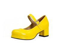 BKYWJTR6 Braut Hochzeit Große Größe Süße Lolita Mädchen Rot Schwarz Schnalle Dekoration Casual Mary Janes Plattform Schuhe Frauen Gothic Stil, gelb, 38 EU