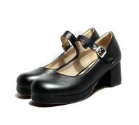 BKYWJTR6 Braut Hochzeit Große Größe Süße Lolita Mädchen Rot Schwarz Schnalle Dekoration Casual Mary Janes Plattform Schuhe Frauen Gothic Stil, Mattes Leder C, 46 EU