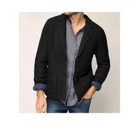 (Black, 3XL) Outdoor Mens Single Breasted Sweater Knitted Blazer Coat Jacket Cardigan Office
