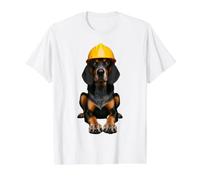 Black and Tan Coonhound Dog Yellow Hard Hat Worker Helm Preisgünstiges Grafik-T-Shirt, Herren, Weiß, M