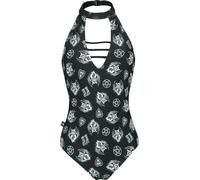Black Blood by Gothicana Neckholder Swim Suit With Mystical Symbols Badeanzug schwarz in XXL