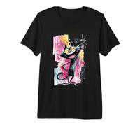 Black Cat Peace Graffiti Pop Charakter Grafik Kunst Schild Premium T-Shirt