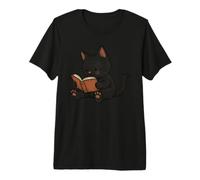 Black Cat Reading Book Nerd Premium T-Shirt