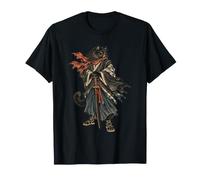 Black-Cat Samurai Ronin Japanischer Kimono Japanische Kunst T-Shirt