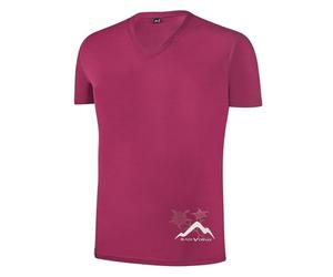 Black Crevice Damen Merino T-Shirt Rhododendron I Größe 44 I T-Shirt mit V-Halsausschnitt I 38% Merino Wolle, 57% Tencel™ Lyocell, 5% Elastane I Atmungsaktiv & Feuchtigkeitsregulierend