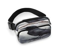 Black Crow Bauchtasche mit verstellbarem Riemen, modische Hüfttasche für Outdoor-Sport, Wandern, weiß, 20 x 13 cm, voll bedruckte Hüfttasche