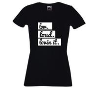 Black Dragon - T-Shirt Damen - Party - Funshirt - Fasching - Freizeit V-Ausschnitt schwarz - Low Loud Lovin it - XL - lustige Tshirts für Frauen Tshirt mit Motiv