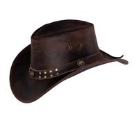 Black Forest Fox Buffalo Bill Herren Damen Western Cowboy Leder Hut in Braun Größe XL