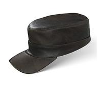 Black Forest Fox Herren Damen Leder Cuba Army Cap Hut Schirmmütze in Brown-Anilin