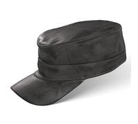 Black Forest Fox Herren Damen Leder Cuba Army Cap Hut Schirmmütze in (Graphite)