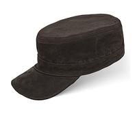BLACK FOREST FOX Herren Damen Leder CUBA Army Cap Hut Schirmmütze in versch. Farben & Leder (Marrone)