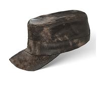 BLACK FOREST FOX Herren Damen Leder Cuba Army Cap Hut Schirmmütze in versch. Farben & Leder (Vintage-Brown)