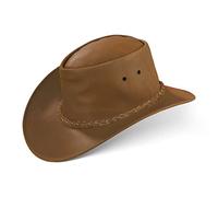 Black Forest Fox® Melbourne Western Cowboy Leder Wickel Hut Flex-Hat in (Beige Brown, M)