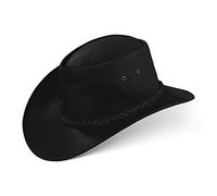 Black Forest Fox® Melbourne Western Cowboy Leder Wickel Hut Flex-Hat in (Black, L)