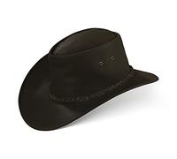 Black Forest Fox® Melbourne Western Cowboy Leder Wickel Hut Flex-Hat in (Brown, XL)