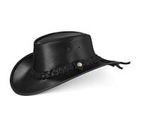 Black Forest Fox® Texas Unisex Western Reiten Cowboy Leder Hut (Black, XXL)