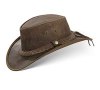 Black Forest Fox® Texas Western Reiten Cowboy Leder Hut (Vintage-Brown, M)