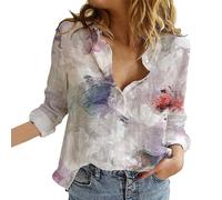 Black Friday Angebote 2024 Bluse Damen Sommer Baumwolle Leinenbluse V-Ausschnitt Button-Down Hemdbluse, Hemdbluse Damen Angebote des Tages Heute Damen Blusehemd Elegante Falten